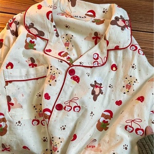 Set <span class=keywords><strong>Pigiama</strong></span> Natalizio con Orsetto per Donna, Traspirante in Poliestere, Cardigan a Maniche Corte con Colletto Rovesciato, Pantaloncini Estivi Eleganti e Femminili - Product Image 4