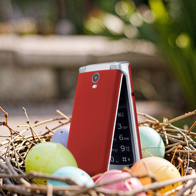 New Melefon Red GSM Dual-SIM Flip Feature Phone RTOS HD Display Beauty Camera Spanish/German Languages OEM/ODM