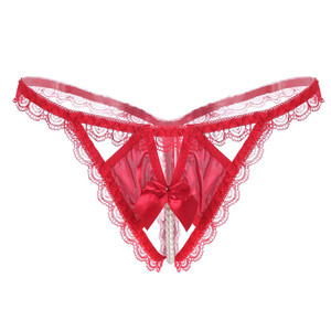 Vente en gros usine : Lingerie sexy pour femmes avec perles, broderies, string à entrejambe ouvert, taille basse, nœud, G-string, culotte perlée pour adultes - Product Image 3