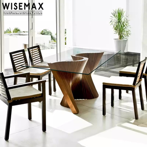 MUEBLES WISEMAX, muebles <span class=keywords><strong>de</strong></span> <span class=keywords><strong>comedor</strong></span> modernos, mesa <span class=keywords><strong>de</strong></span> <span class=keywords><strong>comedor</strong></span> <span class=keywords><strong>rectangular</strong></span> <span class=keywords><strong>de</strong></span> <span class=keywords><strong>vidrio</strong></span> templado, patas <span class=keywords><strong>de</strong></span> madera para restaurante, sala <span class=keywords><strong>de</strong></span> estar - Product Image 4