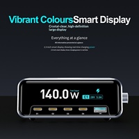 [AI-Display 165W Desktop Charging Station] Pengisi Daya Multi-Port USB-C/USB-A Pengisian Cepat GaN Bahan ABS untuk Penggunaan Lintas Negara