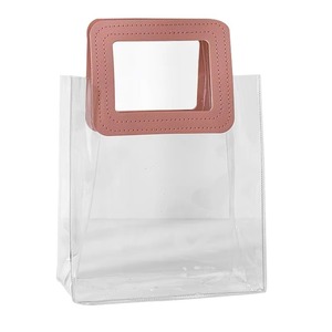 Portable Clear PVC Tote <b>Bag</b> Custom Printed <b>Waterproof</b> Shopping Gift Packaging Makeup Carry Tote - Product Image 4