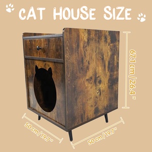 Casa para Gatos de Madera con Forma de Televisor <span class=keywords><strong>Retro</strong></span>, con Cajón y Caja de Arena Oculta, para Interiores - Product Image 4