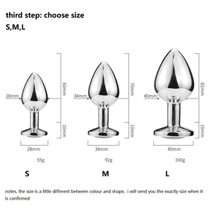 3 Size Anal Plug Heart Stainless Steel Crystal Anal Plug Removable Butt Plug Stimulator Anal Sex Toys Prostate Massager <strong>Dildo</strong> - Product Image 5