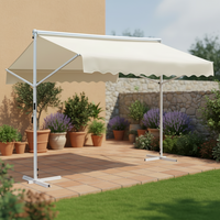 Auvent rétractable électrique en aluminium en gros, autoportant, double face, avec voile en polyester, pergola motorisée pour patio et jardin