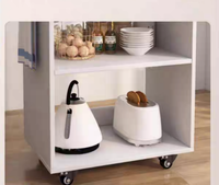 Chariot de cuisine moderne blanc avec étagères ouvertes, chariot de rangement roulant pour cuisine, chariot de cuisine peu encombrant avec roulettes