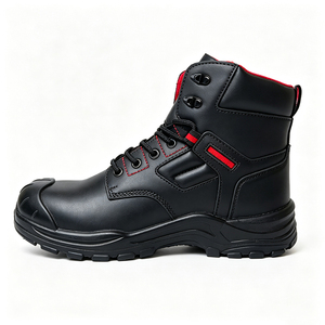 DSF53 <b>Black</b> Leather Safety <b>Boots</b> Anti puncture sole Waterproof Protection All Seasons <b>Work</b> <b>Boot</b> - Product Image 1
