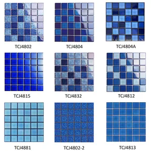 Foshan fornitore quadrato all'ingrosso di forma quadrata cucina bagno parete blu mosaico ceramica piastrelle per piscina