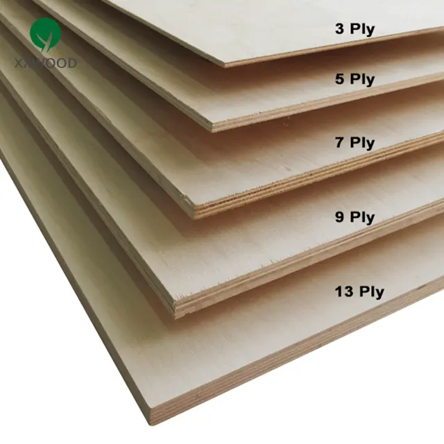 Hot Sale E0 9mm 12mm 15mm 18mm 4x8 China Baltic Birch Plywood Hardwood Poplar Core Plywood