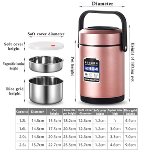 YUEDISI Nouveauté : Boîte à lunch <span class=keywords><strong>isotherme</strong></span> double paroi en acier inoxydable 304 pour aliments chauds, avec couverts et sacs isothermes - Product Image 6