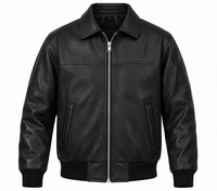 Blouson bomber en cuir véritable pour homme, col montant, fermeture éclair, vêtement d'extérieur décontracté, streetwear