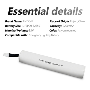 Batterie de remplacement d'éclairage d'urgence JINTION 6.4V 2200mAh LiFePO4 pour B092T TU, logée dans un tube en plastique, <span class=keywords><strong>3</strong></span> fils - Product Image 4