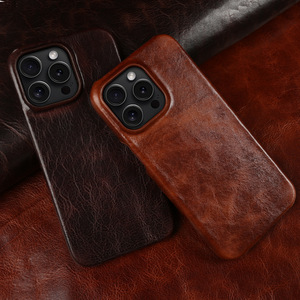 Ốp điện thoại da thật cao cấp FCT Luxury Vintage Design, phủ sáp dầu, chống sốc, tùy chỉnh, dành cho iPhone 17, 16, 15 Pro Max - Product Image 4