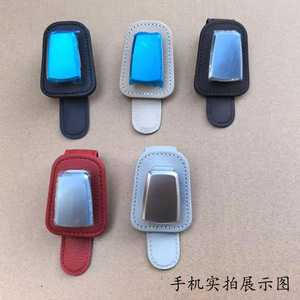 Clip para gafas de sol de coche de cuero genuino con clip metálico, estuche de almacenamiento para gafas de automóvil, para usar en la visera. - Product Image 4