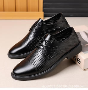 Chaussures habillées décontractées noires pour hommes, chaussures de conduite respirantes pour hommes, chaussures habillées et Richelieu en cuir tendance pour hommes grandes tailles - Product Image 3