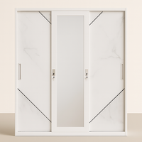 Armoire coulissante en acier avec miroir, imprimé floral, 3 portes, placard de chambre à coucher, armoire à vêtements, grand rangement, mobilier moderne pour la maison