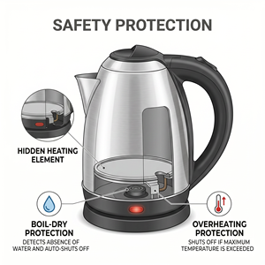 Hervidor de Agua de Acero Inoxidable de 1.8 L, Precio Directo de Fábrica, Construcción de Acero Inoxidable y Fácil de Limpiar para una Larga Duración - Product Image 2