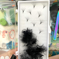 Éventails de Volume Préfaits Vison Lâches Longue Tige Faits à la Main Soie Pointe Fine Base 12 Rangs Extensions de Cils Éventails Stock Disponible