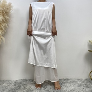 Nouvelle Arrivée - Robe sans Manches en Satin Couleur Unie Blanche Simple avec Doublure - Vente Chaude - Robe Intérieure Polyvalente - Product Image 4