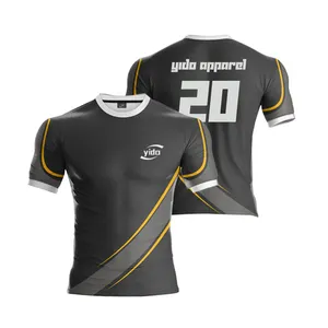 Fabrika doğrudan gömlek Polyester Spandex tüm siyah kulübü 2022 Rugby forması ucuz fiyat
