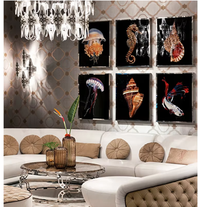 Quadro 3D con <span class=keywords><strong>Pesci</strong></span> Koi e Fiori di Loto, Dipinto Murale per Ingresso Casa, Cristallo - Product Image 4