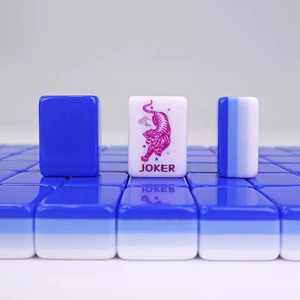 Blue Modern Portable Engraved Luxury <b>Mahjong</b> Party Novelty <b>Set</b> #30 Hand-Polished Acrylic 4-Color Exquisitely Carved Gift Low MOQ - Product Image 6