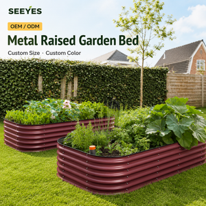 SEEYES Garden Bed Raised Long Custom Red Corrugated Metal <b>Planter</b> Box OEM ODM <b>Rectangular</b> <b>Outdoor</b> Vegetable - Product Image 1