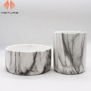 Tarros de vela de cerámica gruesa con estampado de mármol <span class=keywords><strong>gris</strong></span>, 12oz - Product Image 6