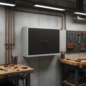 Armario de Herramientas Industrial de Pared 1200x900x400mm con Cerradura con Llave, Almacenamiento Metálico Gris/Negro para Herramientas de Taller - Product Image 2