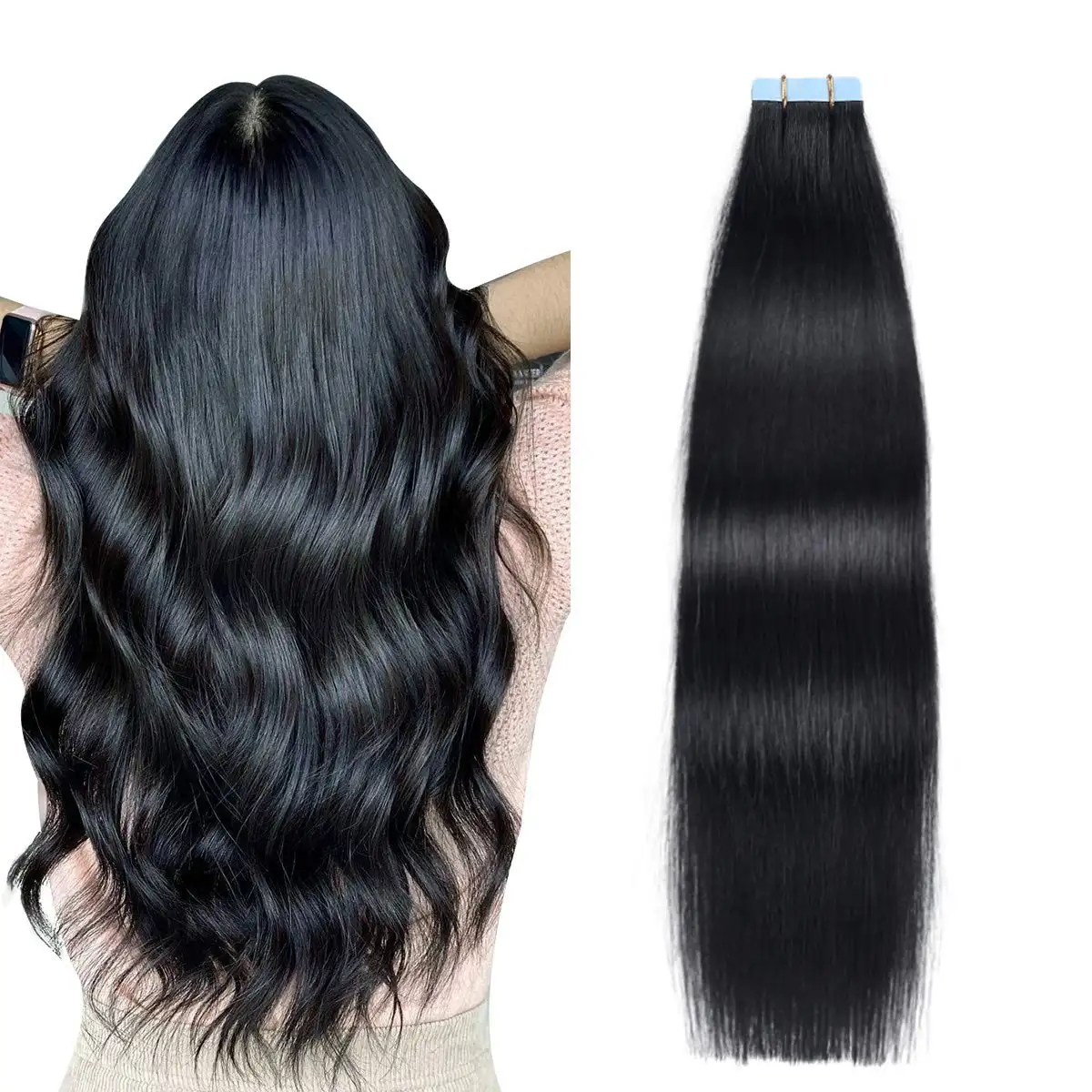 Precio al por mayor de fábrica Envío rápido Listo para enviar Cinta rizada en extensiones de cabello 100% Cabello humano crudo