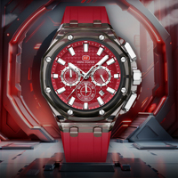 Reloj de Pulsera Deportivo Casual para Hombre, con Caja Octogonal Transparente, Cronógrafo de Cuarzo, Esfera con Marcadores Coloridos, Correa de Silicona, Resistente al Agua