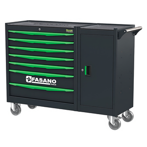 Fasano <b>Tools</b> 7 <b>Drawer</b> Rolling <b>Tool</b> Cabinet Black Green Storage With Wheels For Garage Workshop Use - Product Image 2