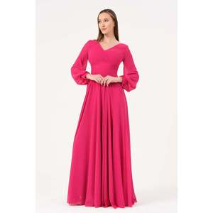 Elegante vestido de noche de gasa con cuello en V, cintura imperio, línea A, manga larga, capa transparente, vestido de fiesta formal, negro - Product Image 1