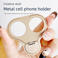 Support de téléphone en alliage d'aluminium au design créatif en forme de crâne |   Support de téléphone portable ultra-fin de 3 mm avec rotation à 360° et son de clic mécanique