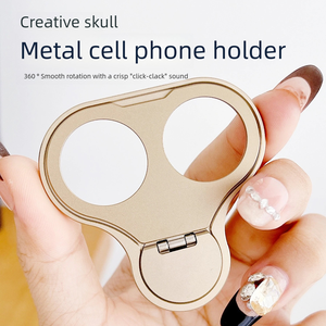 Support de téléphone en alliage d'aluminium au design créatif en forme de crâne |   Support de téléphone portable ultra-fin de 3 mm avec rotation à 360° et son de clic mécanique - Product Image 5