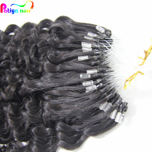 Boucle de boucle birmane Microlinks cheveux naturels noirs 100 grammes cheveux crus bouclés profonds perles de microlink Extensions de cheveux pour les femmes blanches - Product Image 3