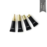 Tube de brillant à lèvres rond noir 5g/5ml avec couvercle doré crème solaire en plastique souple pour masque facial crème solaire articulations sérigraphie