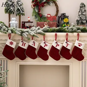 Kerstsokken Gebreid Mini Schattig Rood Met Witte Manchetten Voor Thuis Familie Open Haard Opknoping Xmas Vakantie Feest Decor Cadeau Hs1513