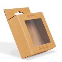 Vente chaude Emballage en papier kraft brun écologique Boîte pliante avec fenêtre en PVC Échantillon gratuit Type de dossier laminé mat