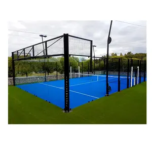 100 Hot Dip Galvanized Steel Poles 3mm Thickness Padel Court Panoramic Type 10+ Years Of Usage Life