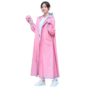 impermeable Waterproof windproof custom print long adult rain coat outdoor cycling raincoat trench coat womens pvc raincoat