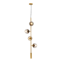 Lustre moderne à 6 ampoules en verre linéaire, finition dorée, pour îlot de cuisine, culot E27, IP20, éclairage intérieur