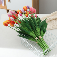 Grosir dari 5 bunga buatan anyaman Tulip karet lembut dekorasi rumah buket pengantin pernikahan rasa Tulip