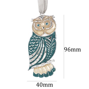 Zilverkleurig Glanzend Metaal Sneeuwvlok Kerstboom Opknoping Ornament Metalen Uil Kerstversieringen - Product Image 3