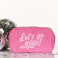 Pochette de maquillage entièrement doublée, portable, durable, en velours côtelé brodé