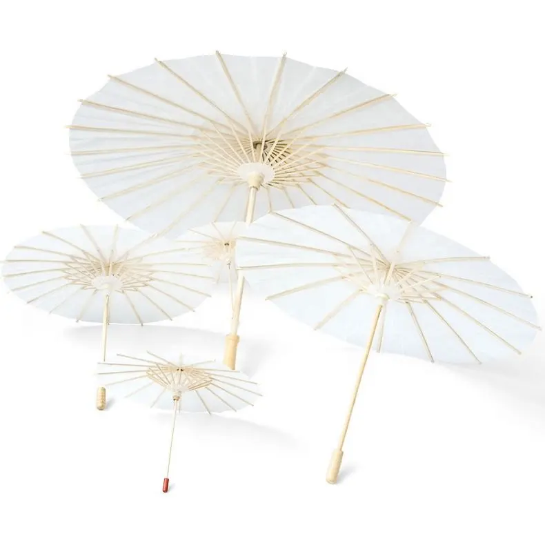 Parapluie de parasol de papier de mariage blanc avec le logo