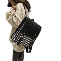Bolsa de cuero de alta calidad para chica, mochila escolar de pata de gallo, 2022