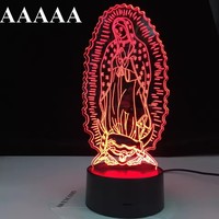 Série chrétienne 3D lampe croix jésus Bible veilleuse acrylique plaque tactile télécommande lampe Base décor à la maison cadeaux de vacances pour un ami