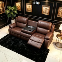 Sillones de Cine Modernos y Funcionales, Reclinables, de Cuero, con Reposapiés Extensibles, Mesa de Masaje Metálica, Portavasos, Luces USB