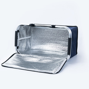 Wholesale Cheap Foldable Insulated 600d Oxford Waterproof Picnic Basket Cooler Bag Portable with Aluminium - Product Image 2